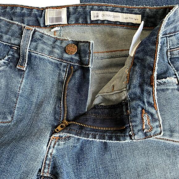 Salt Works Sz 28 Vtg Y2K Low Rise Flare Jeans Usa Made Vintage Wash Flap Pockets - Picture 15 of 16